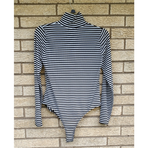 PLT Striped Mock Neck Bodysuit - Picture 2 of 3